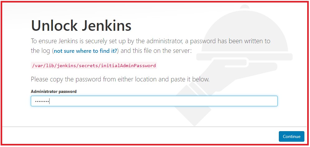 Picture showing the screen to enter the jetkins password
